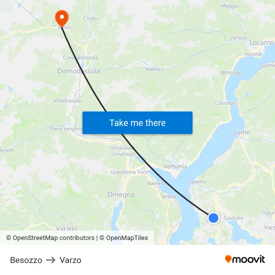 Besozzo to Varzo map