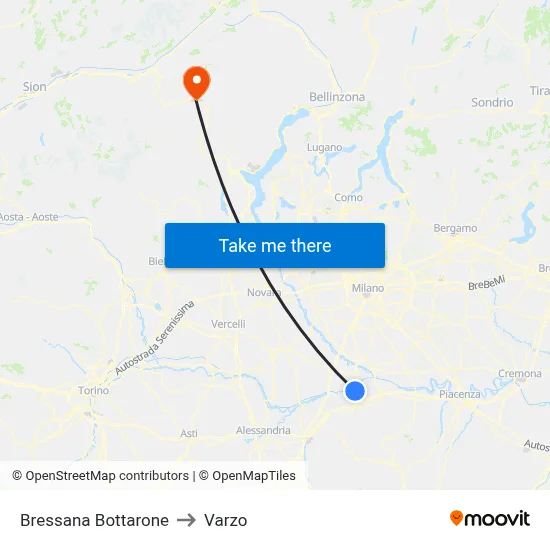 Bressana Bottarone to Varzo map