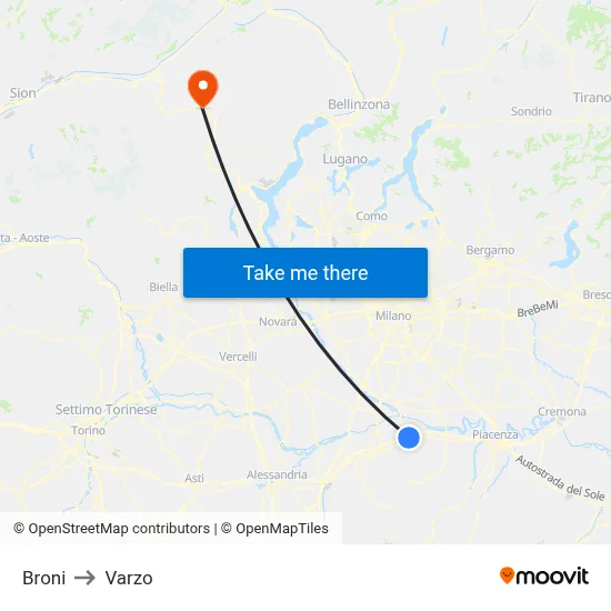Broni to Varzo map