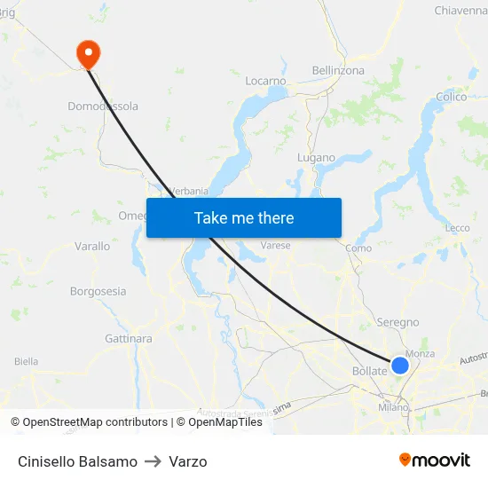 Cinisello Balsamo to Varzo map