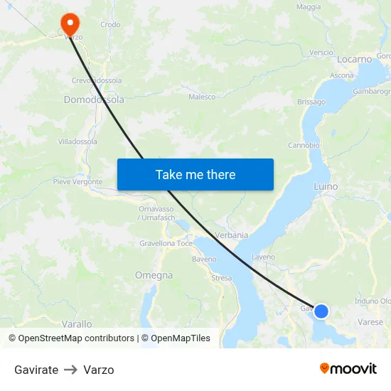 Gavirate to Varzo map