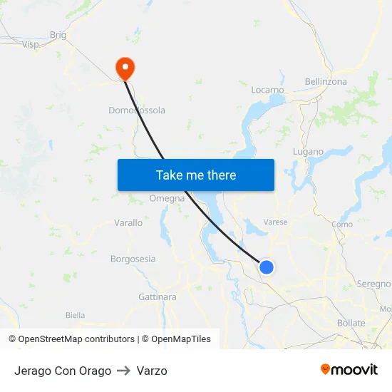 Jerago con Orago to Varzo map