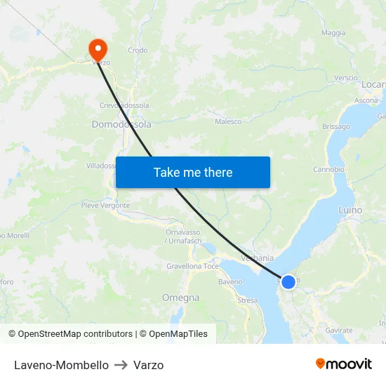 Laveno-Mombello to Varzo map