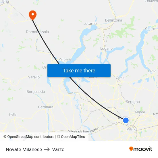 Novate Milanese to Varzo map