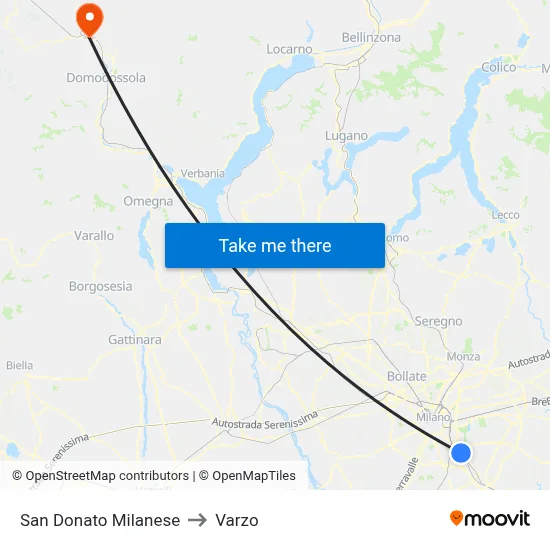 San Donato Milanese to Varzo map