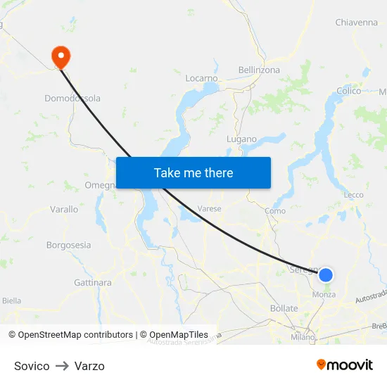 Sovico to Varzo map