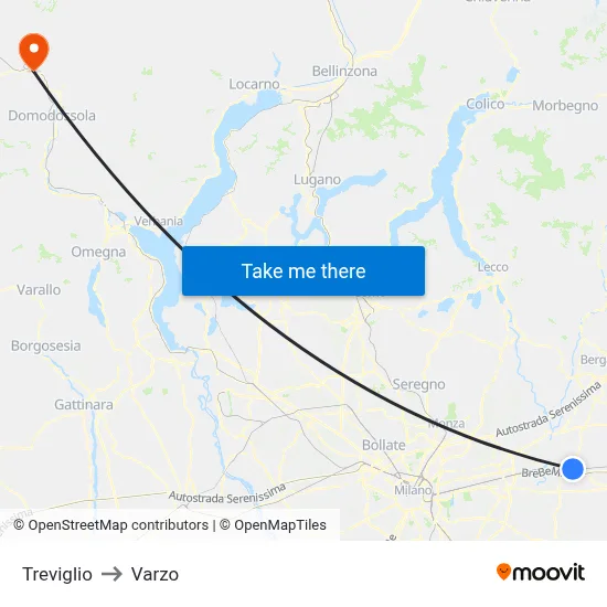 Treviglio to Varzo map