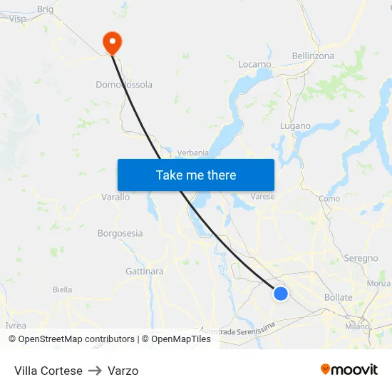 Villa Cortese to Varzo map