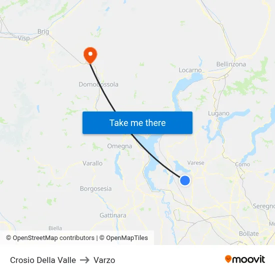 Crosio Della Valle to Varzo map
