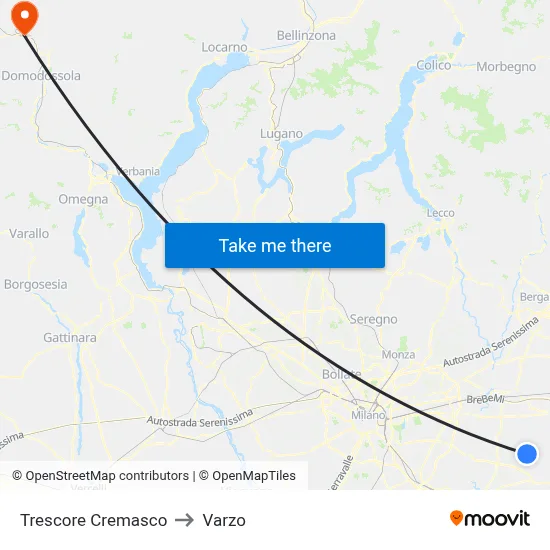 Trescore Cremasco to Varzo map