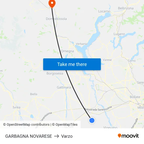 Garbagna Novarese to Varzo map