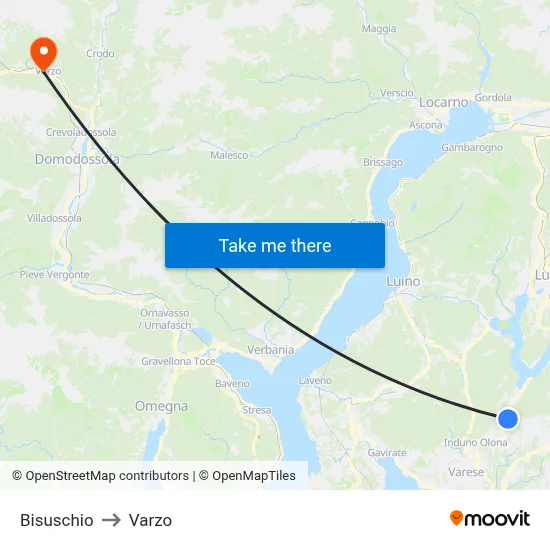 Bisuschio to Varzo map