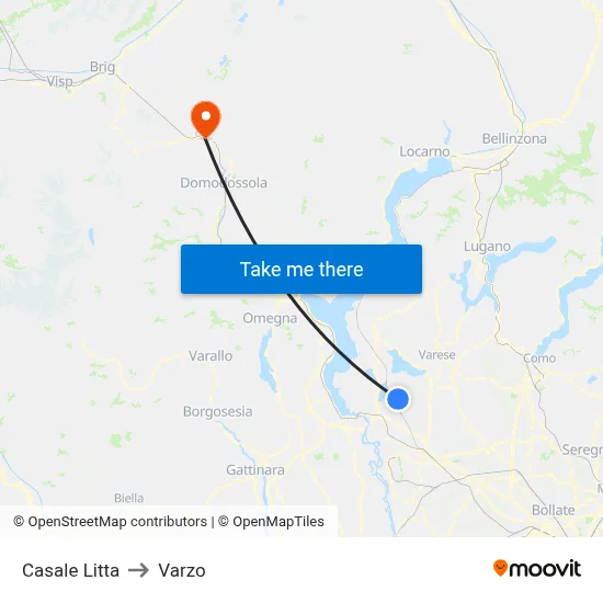 Casale Litta to Varzo map