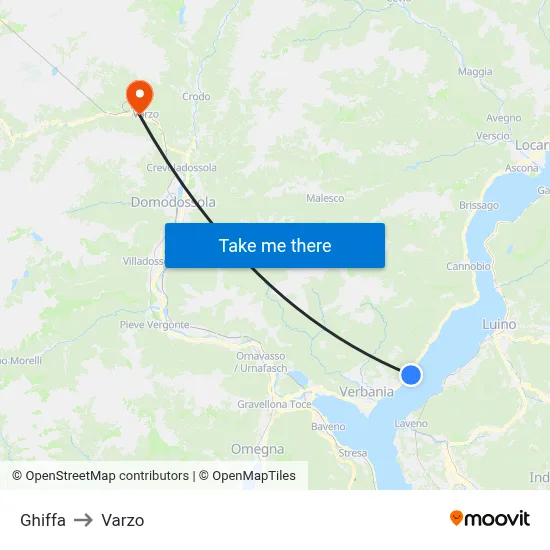 Ghiffa to Varzo map