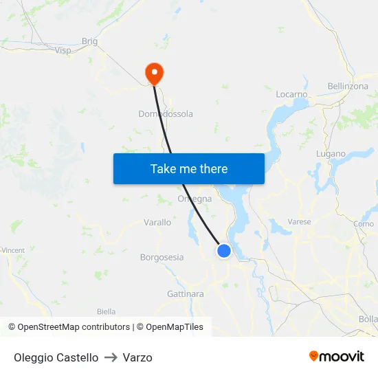 Oleggio Castello to Varzo map