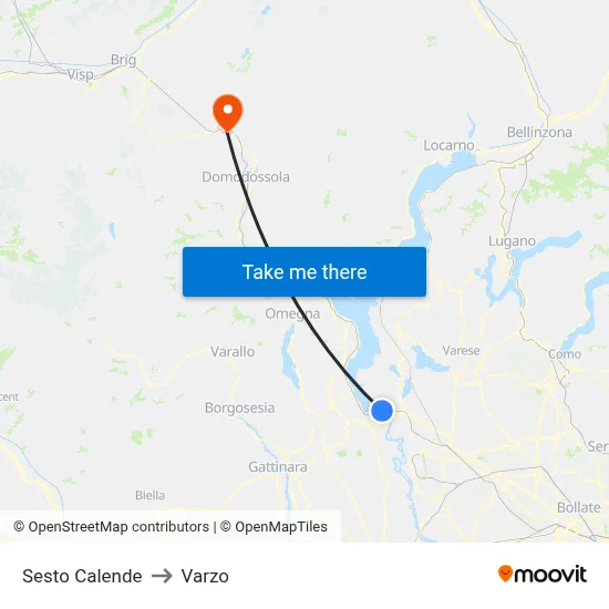 Sesto Calende to Varzo map
