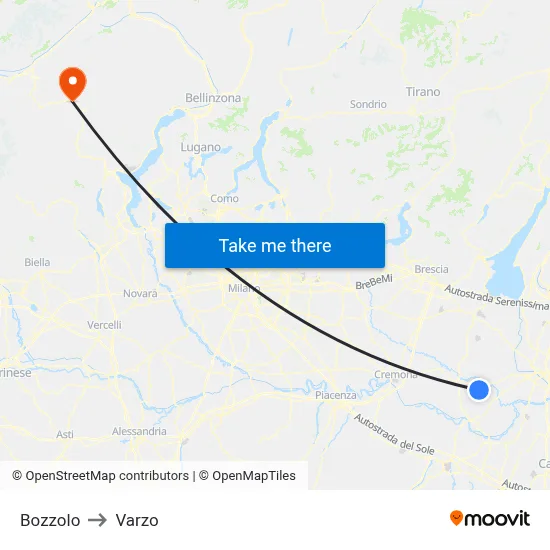Bozzolo to Varzo map