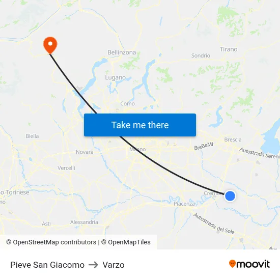 Pieve San Giacomo to Varzo map
