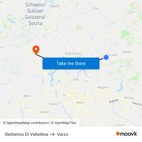 Berbenno Di Valtellina to Varzo map