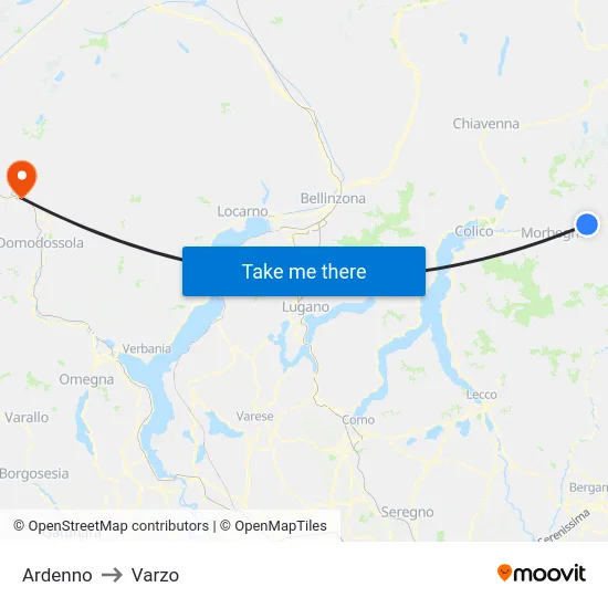 Ardenno to Varzo map