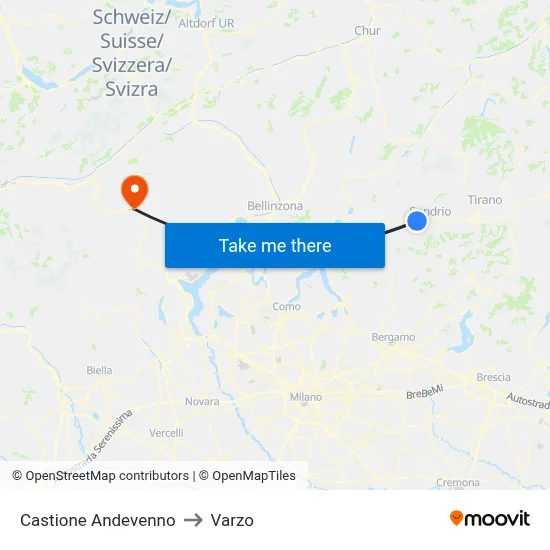 Castione Andevenno to Varzo map
