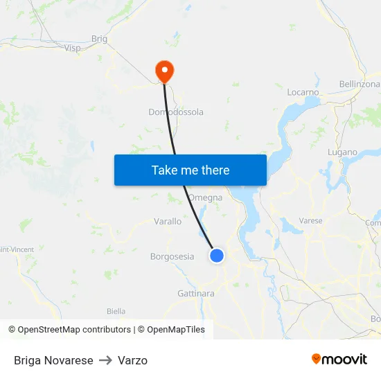 Briga Novarese to Varzo map