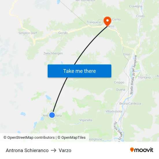 Antrona Schieranco to Varzo map