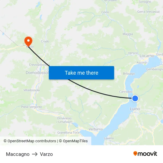 Maccagno to Varzo map