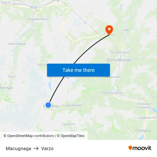 Macugnaga to Varzo map