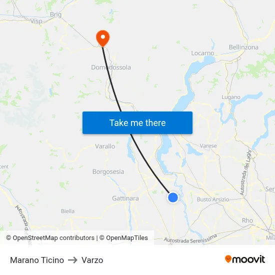 Marano Ticino to Varzo map