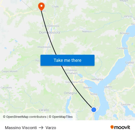 Massino Visconti to Varzo map