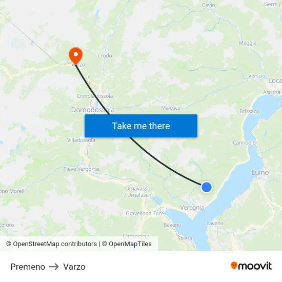 Premeno to Varzo map