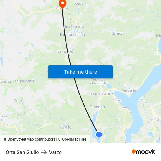 Orta San Giulio to Varzo map