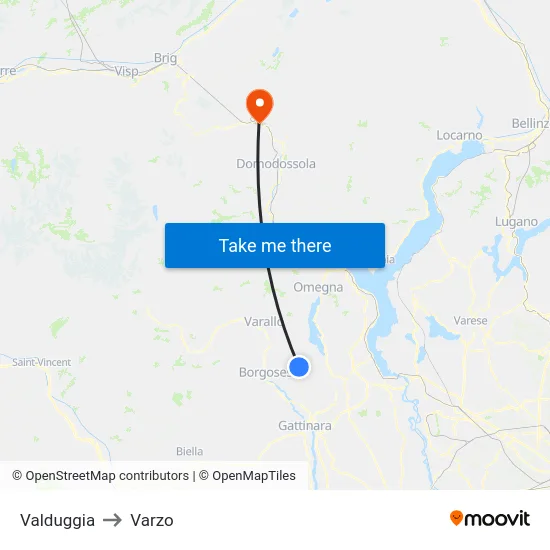 Valduggia to Varzo map