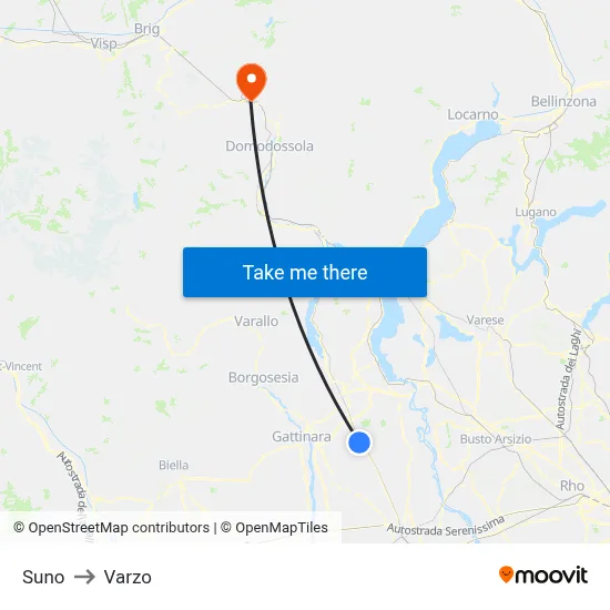 Suno to Varzo map