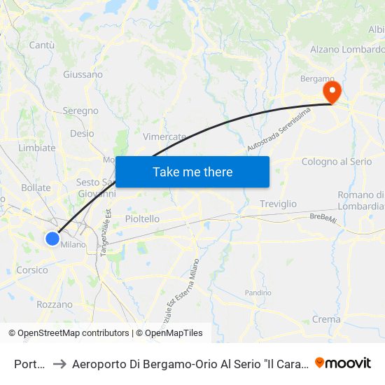 Portello to Aeroporto Di Bergamo-Orio Al Serio "Il Caravaggio" (Bgy) map