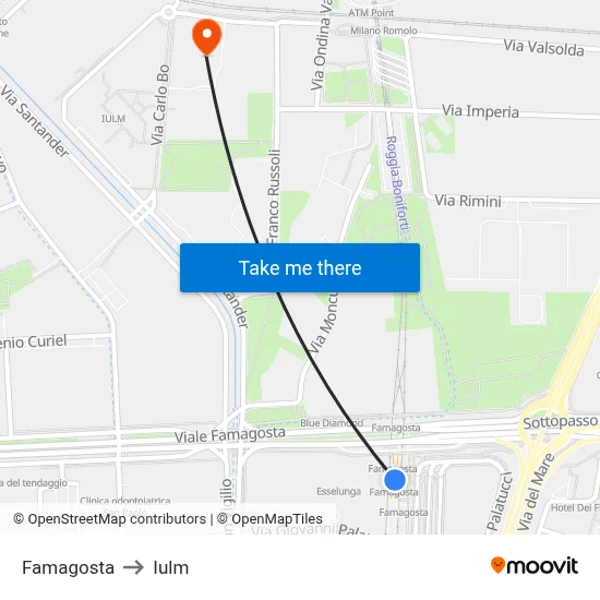 Famagosta to Iulm map