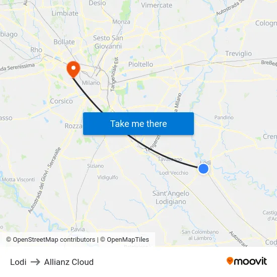 Lodi to Allianz Cloud map