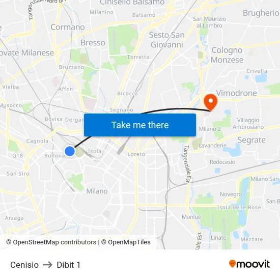 Cenisio to Dibit 1 map