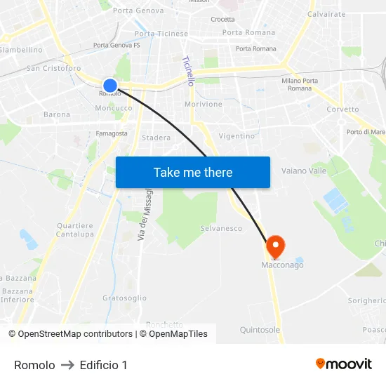 Romolo to Building 1 map