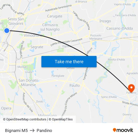 Bignami M5 to Pandino map