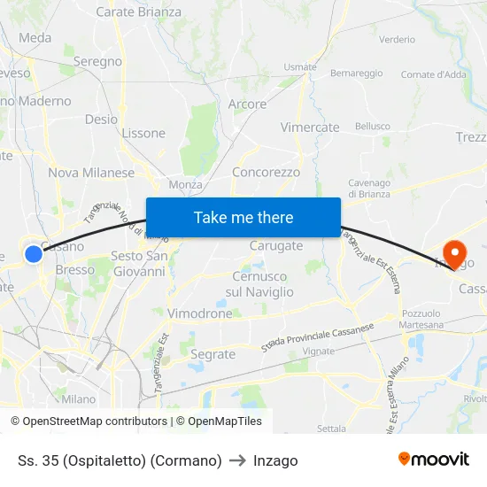 State Road 35 (Ospitaletto) (Cormano) to Inzago map