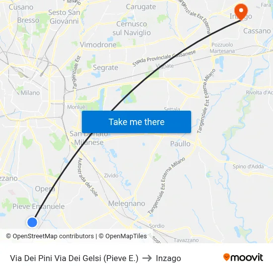 Via Dei Pini Via Dei Gelsi (Pieve E.) to Inzago map