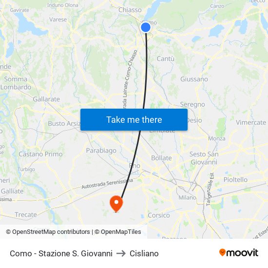 Como - Stazione S. Giovanni to Cisliano map