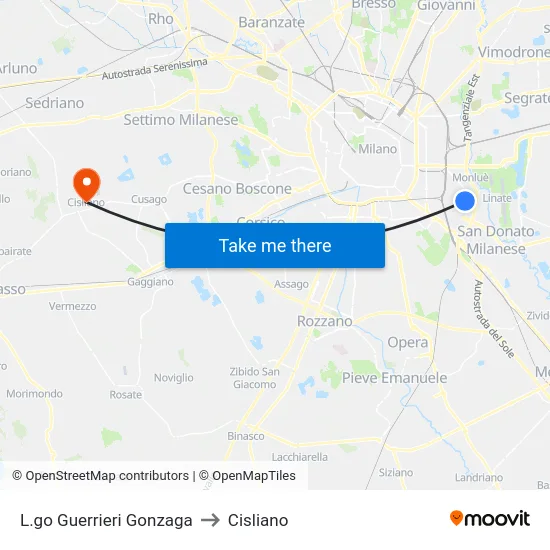 Guerrieri Gonzaga Square to Cisliano map