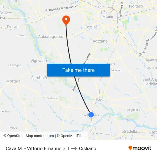 Cava M. - Vittorio Emanuele II to Cisliano map