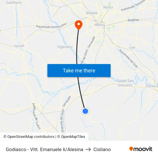 Godiasco - Victor Emanuel II/Alesina to Cisliano map