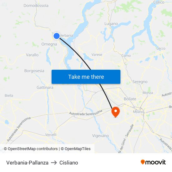 Verbania-Pallanza to Cisliano map