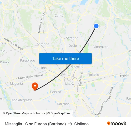 Missaglia - Europa Course (Barriano) to Cisliano map