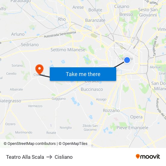Teatro Alla Scala to Cisliano map